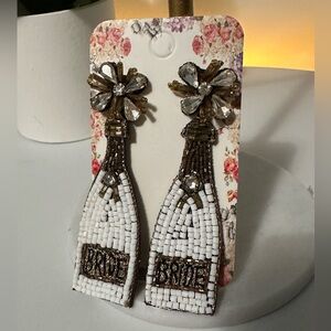 Beaded Champagne BRIDE Earrings
